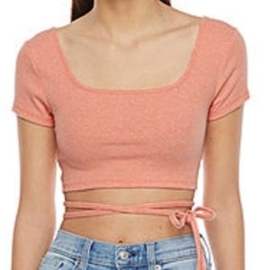 Arizona Jean Co Crabapple Square Neck Short Sleeve Wrap Shirt Juniors Size L